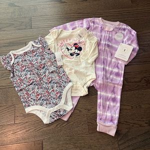 Baby Girl Clothing Lot - Gap & Burts Bees - Minnie Mouse, Tie Dye, Flowers
